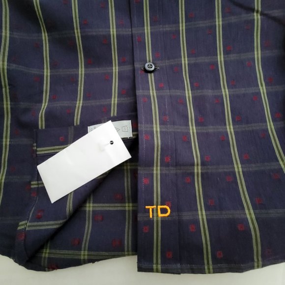 Thomas Dean Green and Blue Plaid Casual Button Down Shirt - Picture 4 of 13